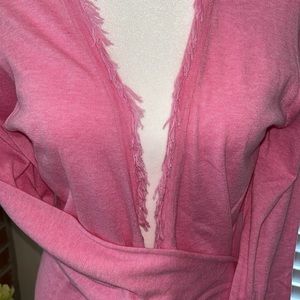 Minnie Rose Pink Fringe-Trim Cashmere Cardigan